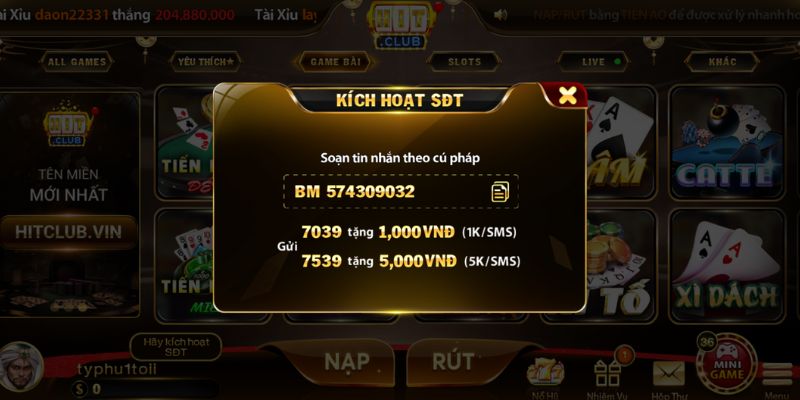 Hình ảnh kích hoạt SDT của nền tảng