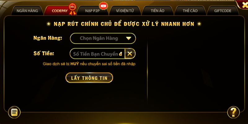 Hình ảnh mô tả cách nạp tiền tại cổng game