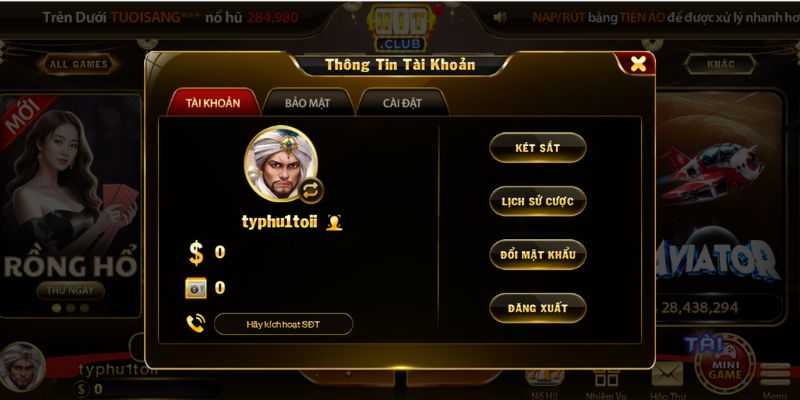 Hình ảnh mô tả thông tin tài khoản game