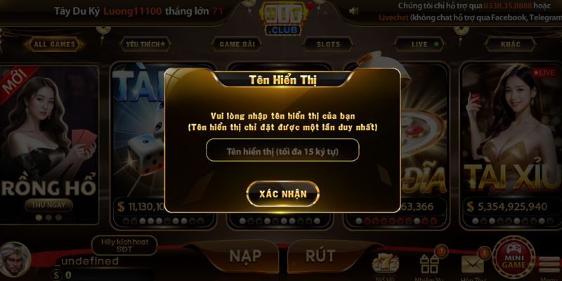 Mô tả giao diện đặt tên hiển thị